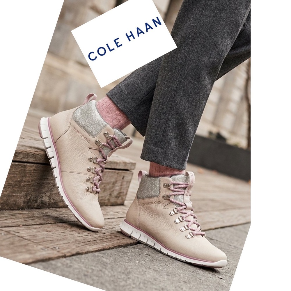 Cole Haan Zerogrand Explorer Hiker Boots Waterproof Beige Pink W17877 Women 9B